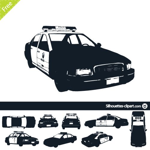 500x500 Us Police Car Vector Silhouettes Silhouettes Clipart