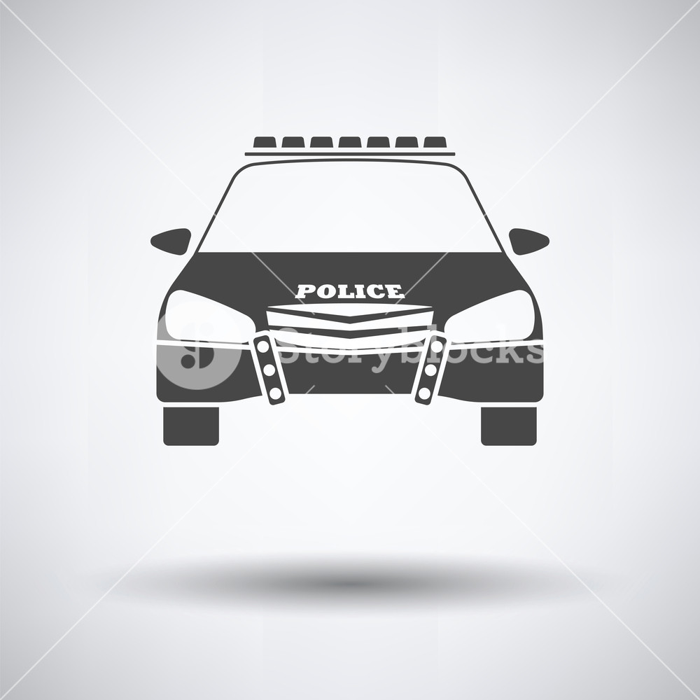 1000x1000 Police Icon Front View On Gray Background, Round Shadow Vector