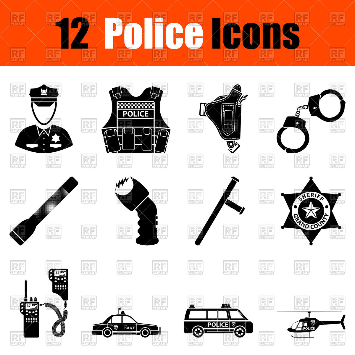 1200x1200 Set Of Police Icons Vector Image Of Icons And Emblems Angelp