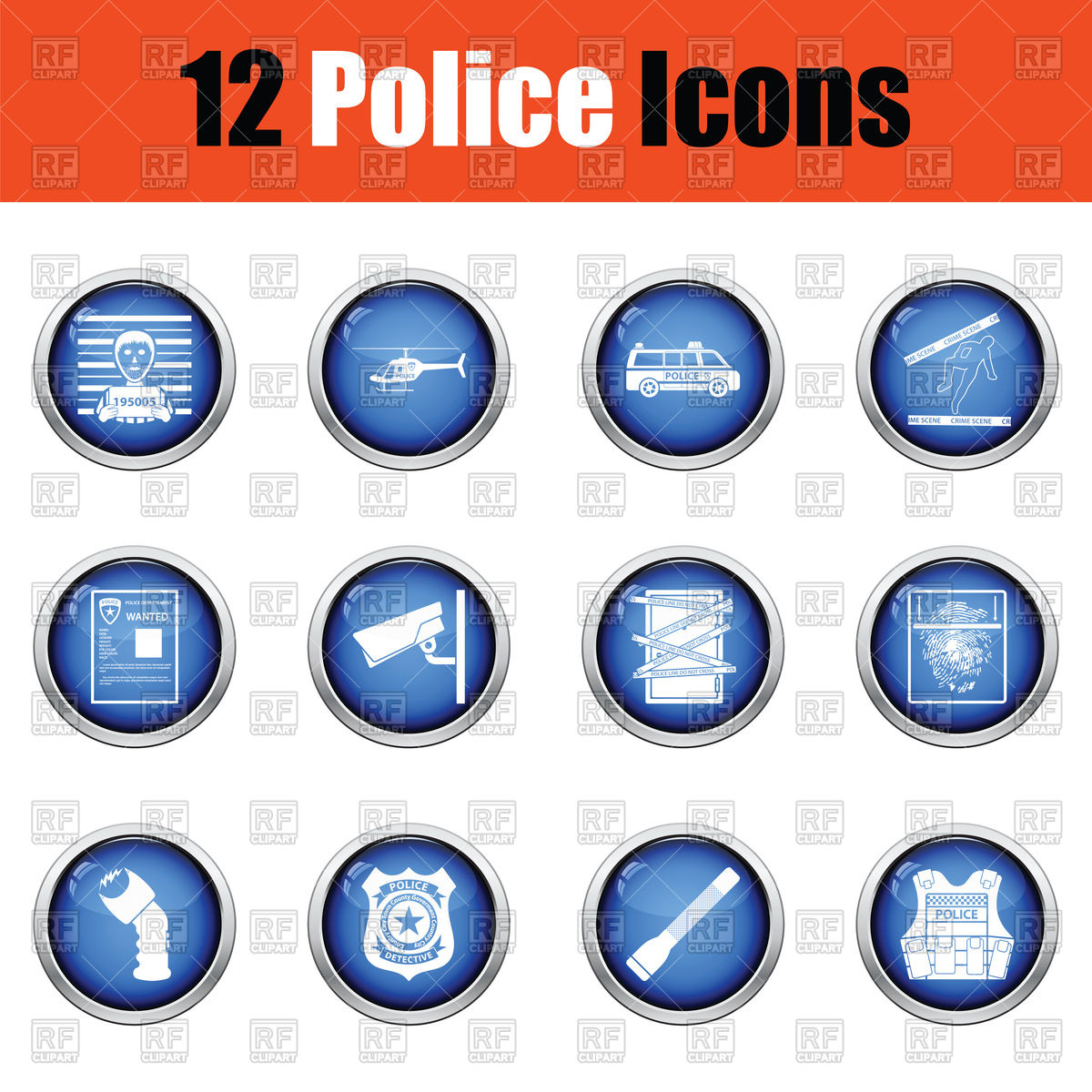 1200x1200 Set Of Police Icons Vector Image Of Signs, Symbols, Maps Angelp