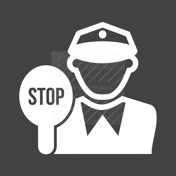600x600 Traffic Police Glyph Inverted Icon