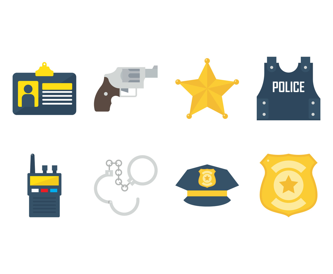 1136x936 Flat Police Icons Vector Art Graphics