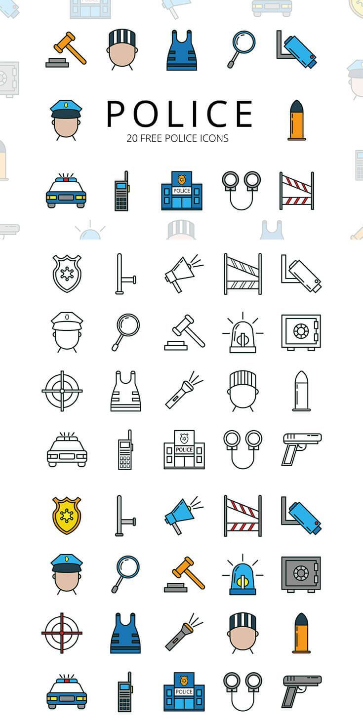 735x1466 Free Police Vector Icon Set Icon Sets Collection Vector