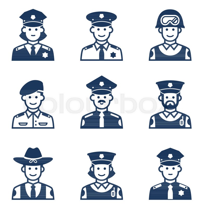 769x800 People Occupations Icons Police Icon Stock Vector Colourbox