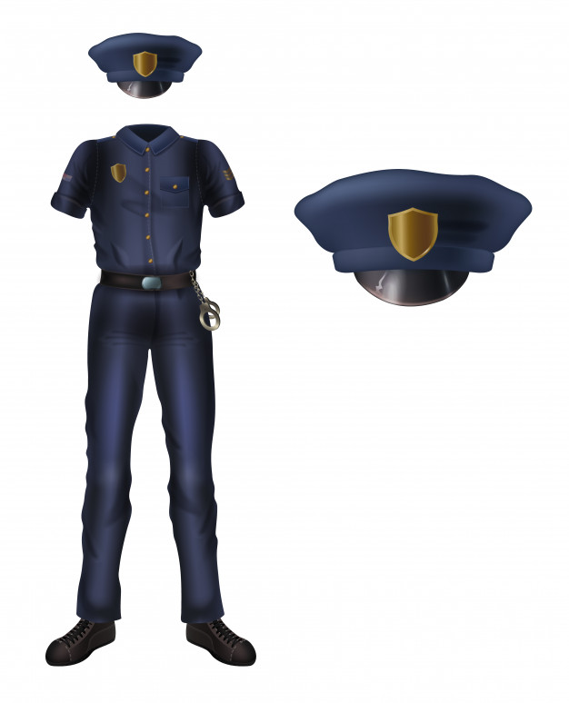 626x774 Police Uniform And Cap With Cockade, Policeman Security Costume