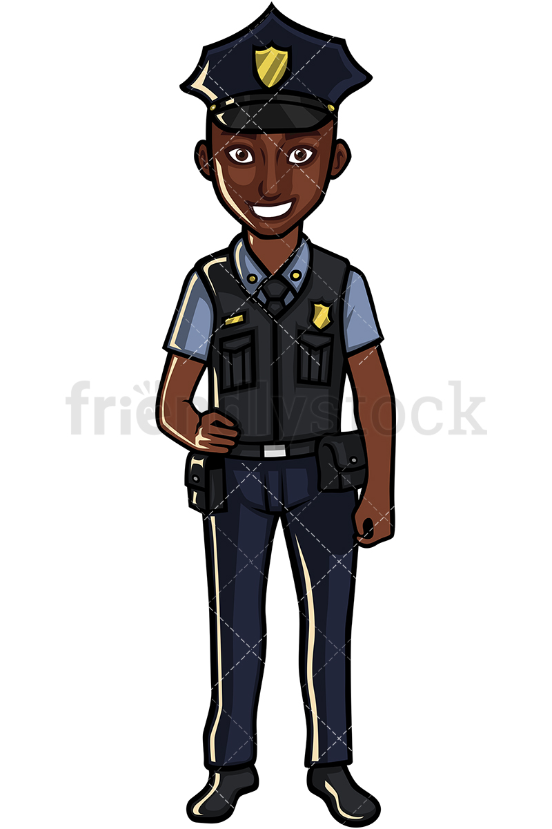800x1200 Black Policeman Cartoon Vector Clipart