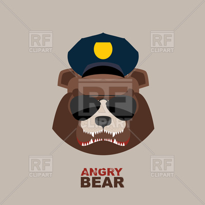 400x400 Bear Police Officer, Angry Bear Vector Image Of Plants And Animals