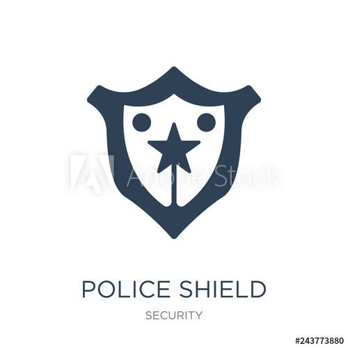 500x500 Police Shield Icon Vector On White Background, Police Shield