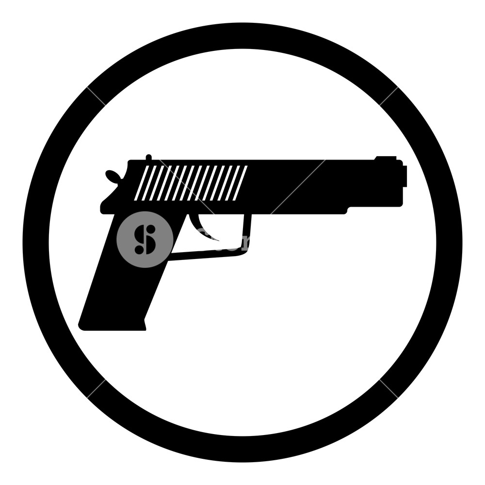 1000x1000 Pistol Icon Black Gun Silhouette For Military Or Police, Pistol