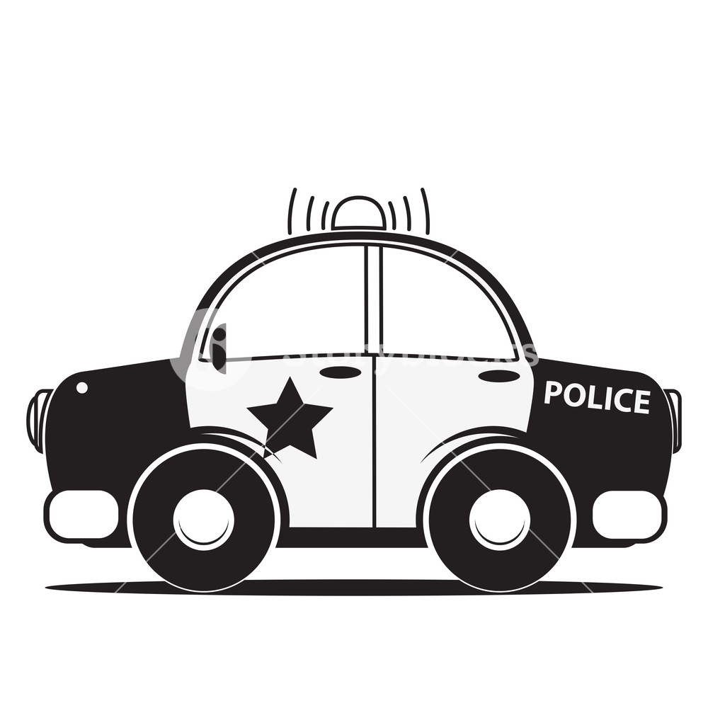 1000x1000 Police Car Silhouette Vector Illustration Royalty Free Stock