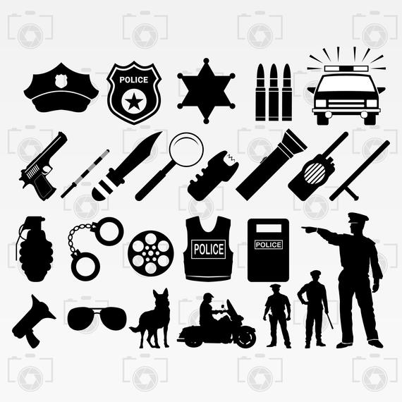 570x570 Police Police Vector Police Silhouette Digital Clipart Etsy