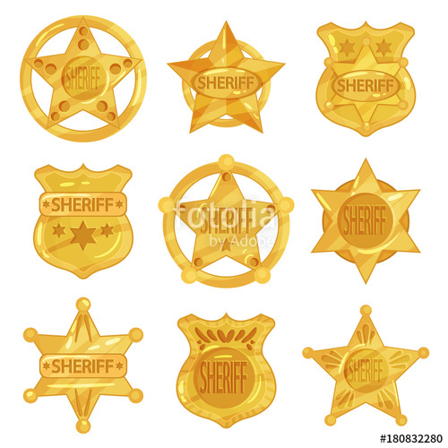 500x500 Collection Of Different Sheriff S Golden Badges In Modern Flat