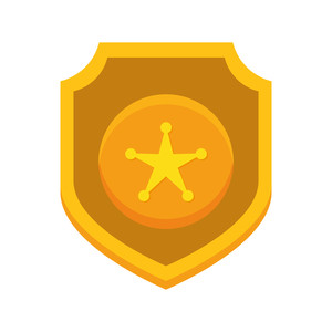 300x300 Shield With Star Police Badge Vector Illustration Design Royalty