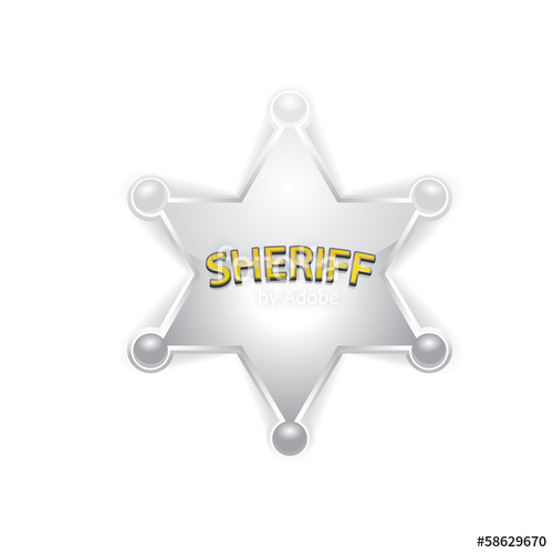 500x500 Vector Silver Police Star Badge Six Pointed Star Stock Image