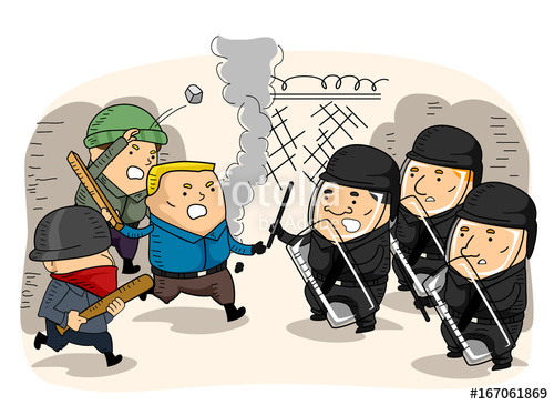 500x365 Man Police People Riot Attack Stock Image And Royalty Free Vector