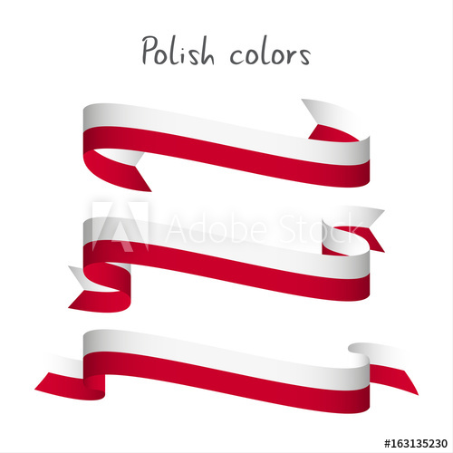 500x500 Set Of Three Modern Colored Vector Ribbon With The Polish Colors