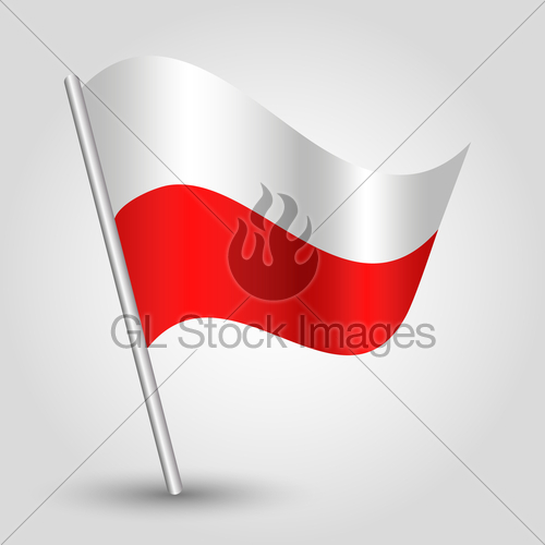 500x500 Vector Waving Polish Flag On Pole National Symbol Of P Gl