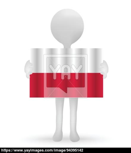441x512 Small Man Holding A Polish Flag Vector