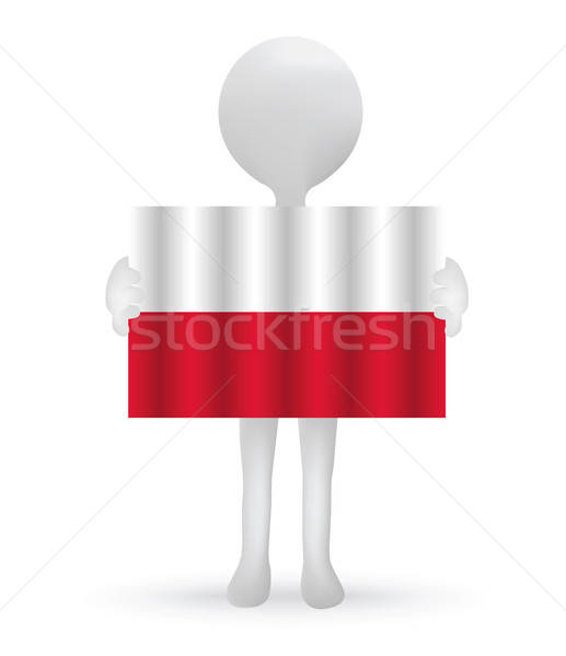 517x600 Small Man Holding A Polish Flag Vector Illustration Benguhan