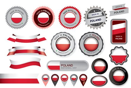 443x300 Made In Poland Seal, Polish Flag