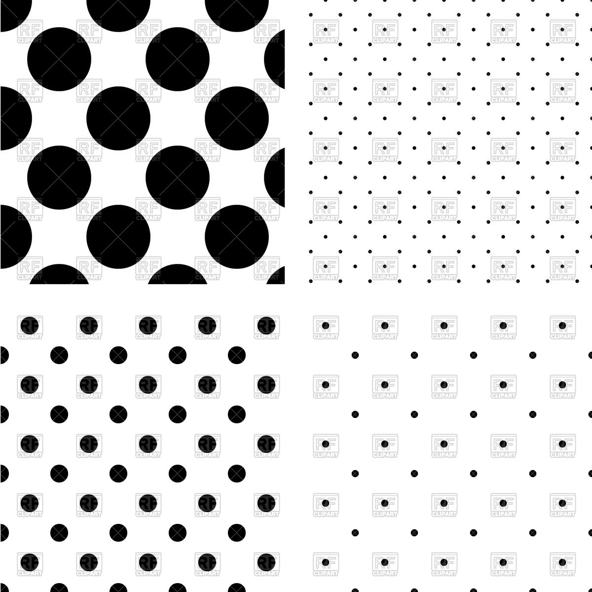 Black And White Polka Dot Seamless Patterns Vector Image 1200x1200 Black And White Polka Dot Seamless Patterns Vector Image
