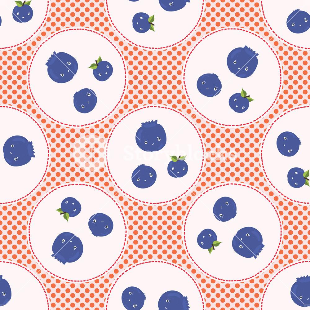 Cute Blueberries Polka Dot Vector Illustration Seamless Repeating 1000x1000 Cute Blueberries Polka Dot Vector Illustration Seamless Repeating