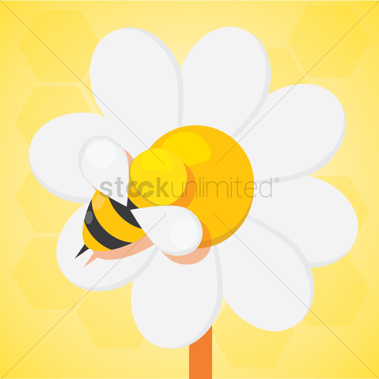 1300x1300 Bee On Flower Pollen Vector Image