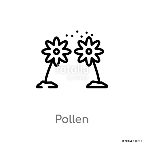 500x500 Outline Pollen Vector Icon Isolated Black Simple Line Element