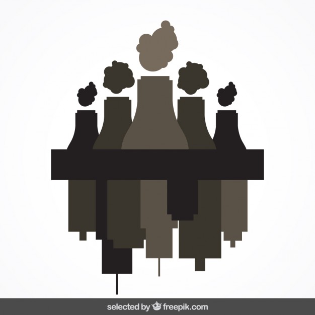 626x626 Black Cityscape And Factory Vector Free Download