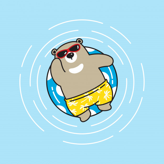 626x626 Bear Vector Polar Bear Beach Swimming Pool Cartoon Character