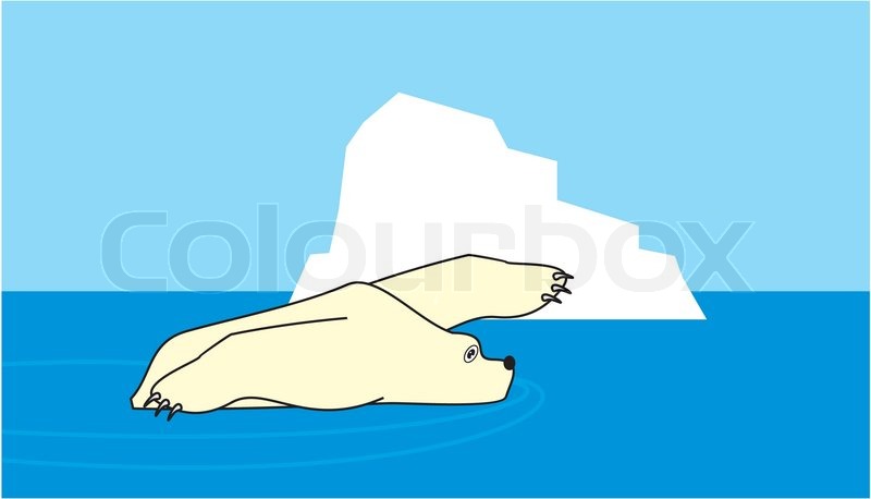 800x458 Iceberg And Swimming Polar White Bear Stock Vector Colourbox