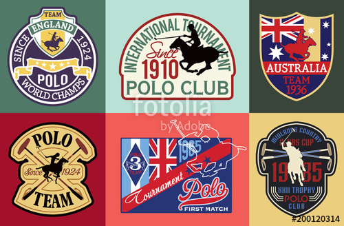 500x328 Vintage Horse Polo Sport Club Vector Patches And Labels Set