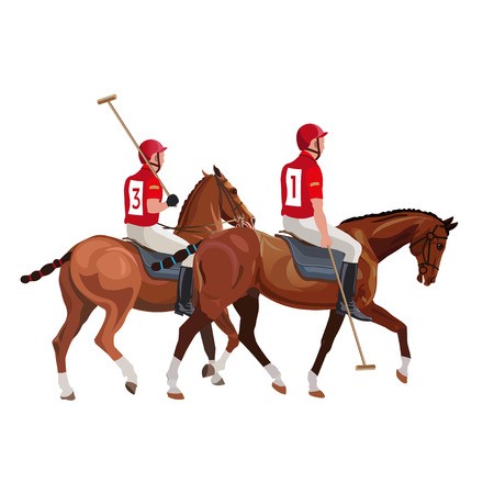 450x450 Equestrian Polo Sport Two Players Riding A Horses Vector