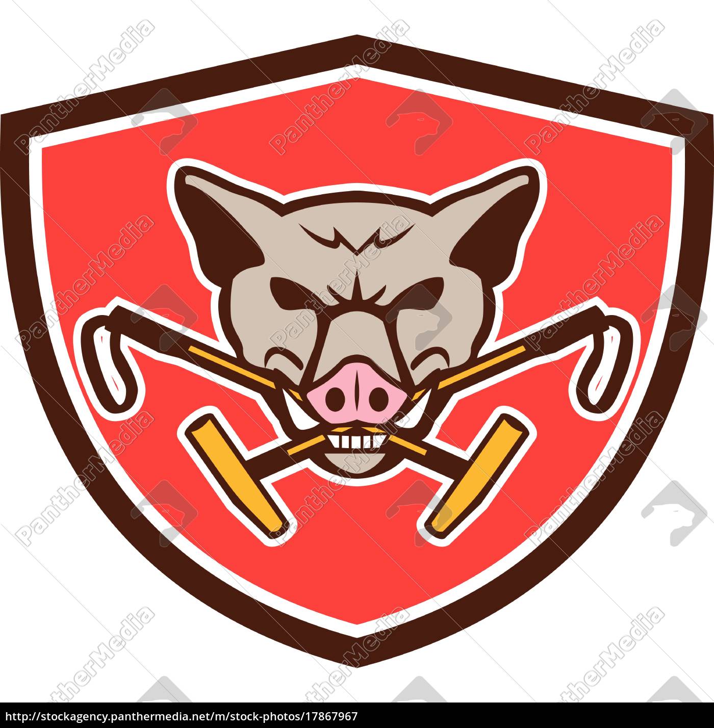 1400x1428 Wild Hog Head Crossed Polo Mallet Crest Retro