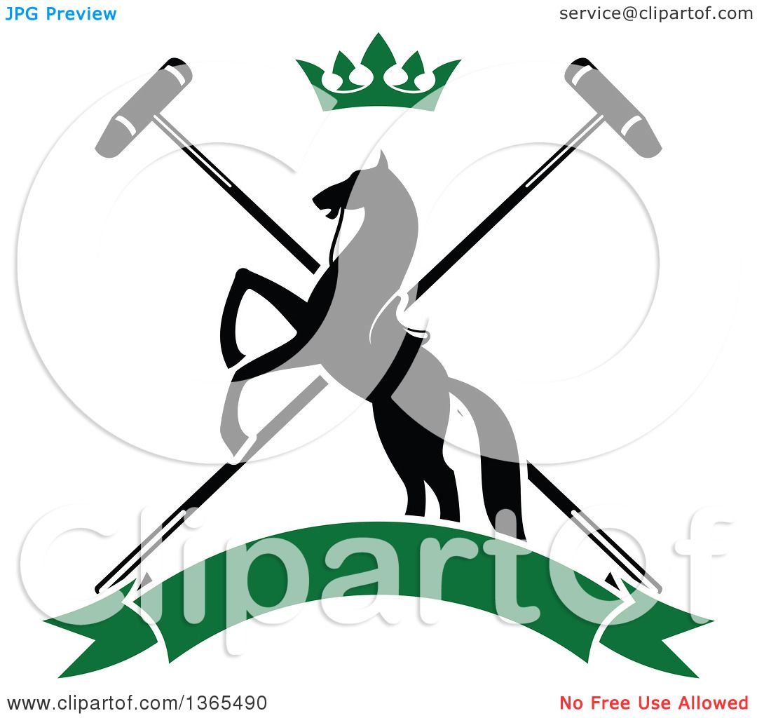 1080x1024 Clipart Of A Black Silhouetted Rearing Horse Over Crossed Polo