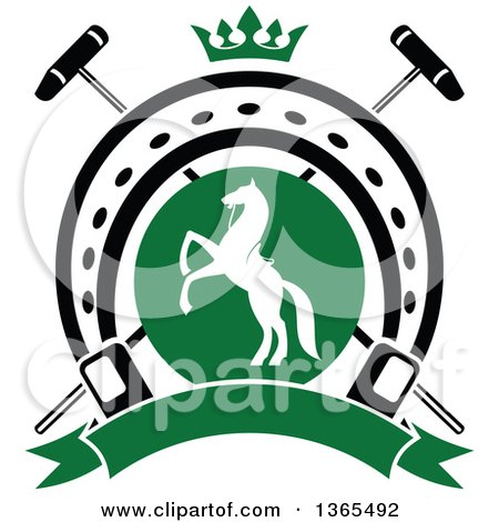 450x470 Clipart Of A White Silhouetted Rearing Horse In A Horseshoe Over
