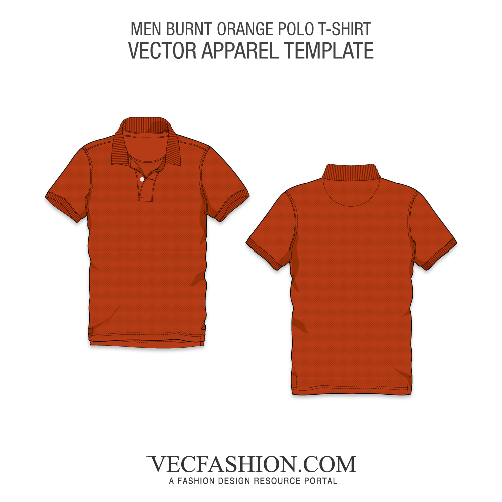 1000x1000 Burnt Orange Classic Polo Shirt Vector Template