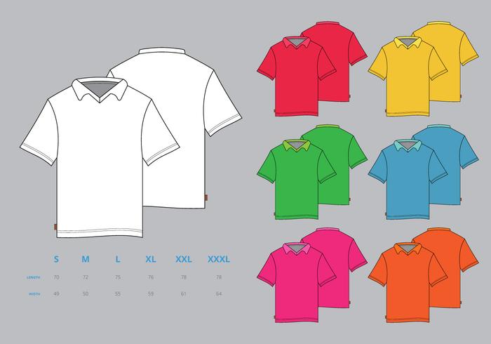 700x490 Colorful Polo Shirt Vector Front Side And Back Side With Size Mock