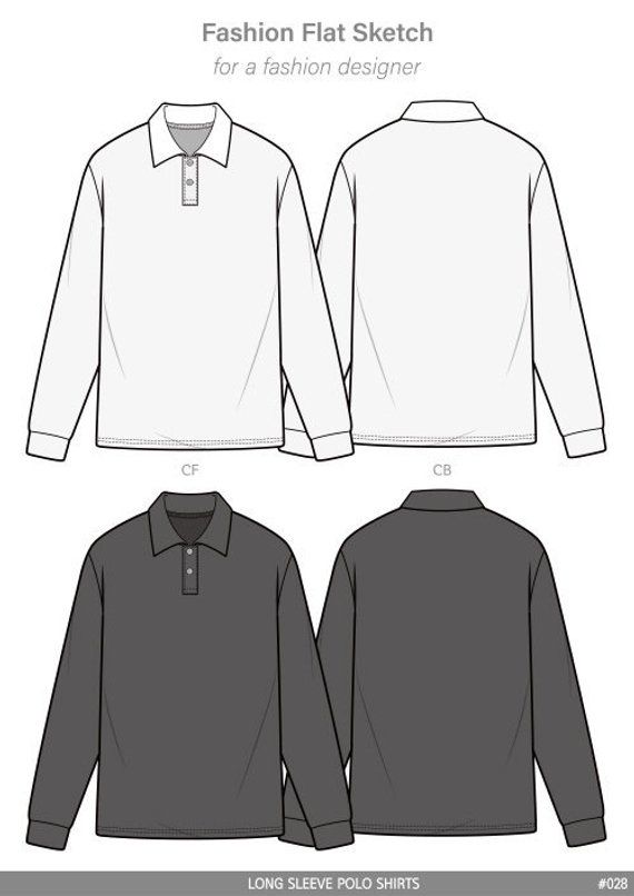 570x806 Polo Shirts Fashion Flat Sketch Template In Products