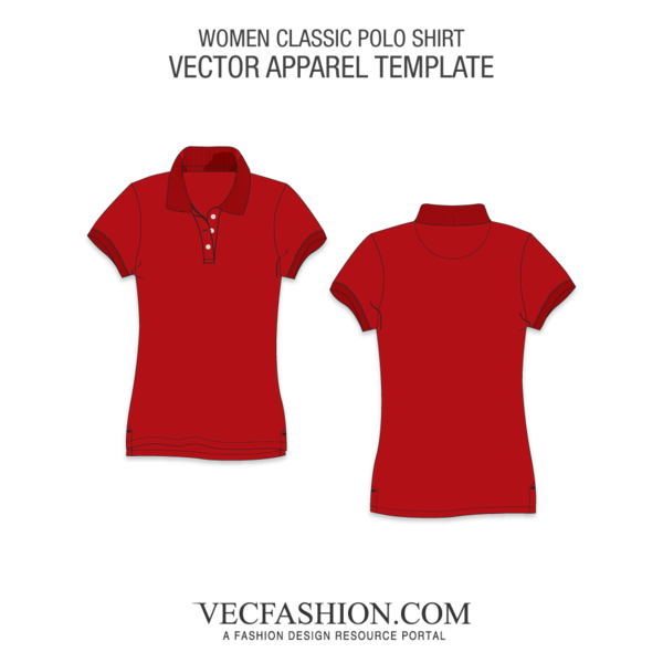600x600 Red Classic Polo Shirt Vector Template
