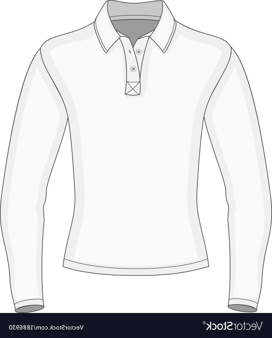 867x1080 Long Sleeve Polo Shirt Vector Template