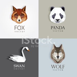 Low Polygon Style Animals Swan, Fox, Panda, Wolf Icons Stock 300x300 Low Polygon Style Animals Swan, Fox, Panda, Wolf Icons Stock
