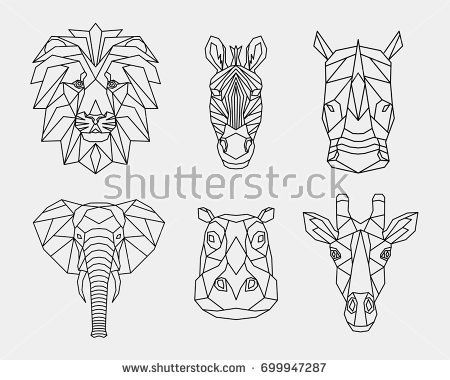 Set Polygon Animals Of Africa The Geometric Heads Of A Lion 450x380 Set Polygon Animals Of Africa The Geometric Heads Of A Lion