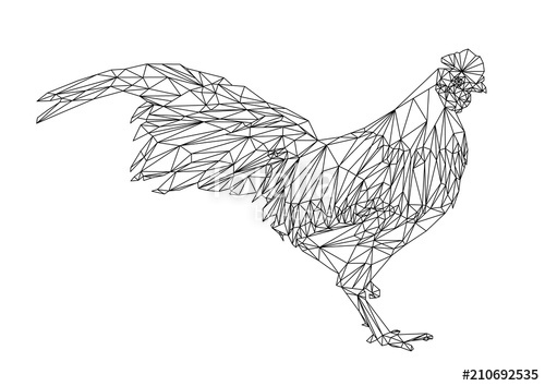 Abstract Black Line Polygon Geometric Chicken, Triangle Farm 500x354 Abstract Black Line Polygon Geometric Chicken, Triangle Farm