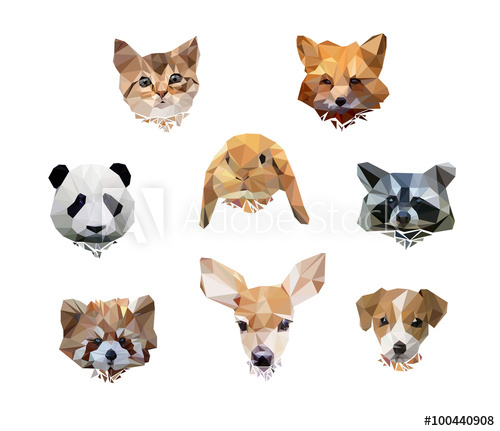 Vector Illustration Animal Polygon Low Poly Cute Set Animal 500x431 Vector Illustration Animal Polygon Low Poly Cute Set Animal