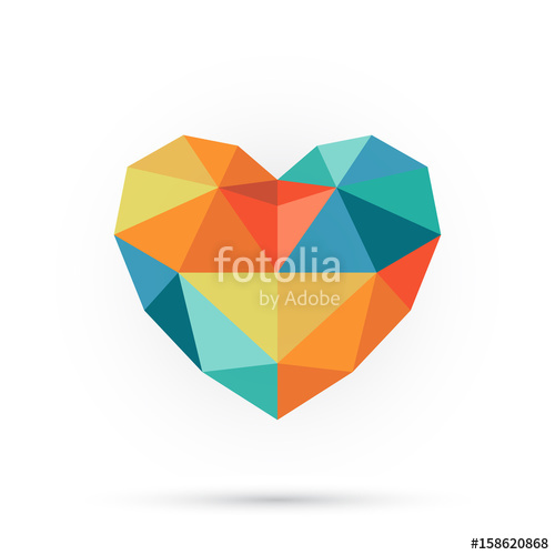 Colorful Polygon Heart Stock Image And Royalty Free Vector 500x500 Colorful Polygon Heart Stock Image And Royalty Free Vector