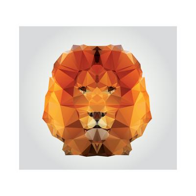 400x400 Geometric Polygon Lion Head, Triangle Pattern, Vector Illustration