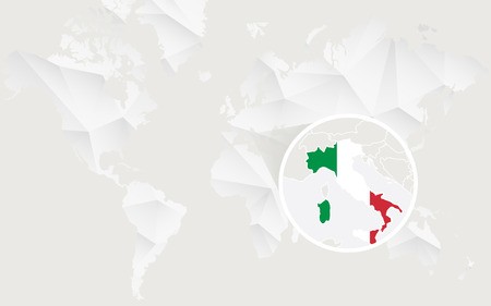 450x281 Italy Map With Flag In Contour On White Polygonal World Map