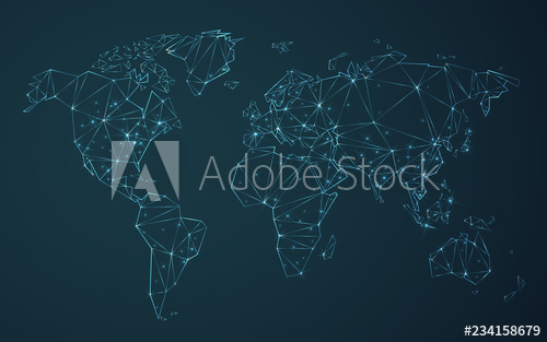 500x313 Polygonal World Map Vector Simplified To Triangular Lines