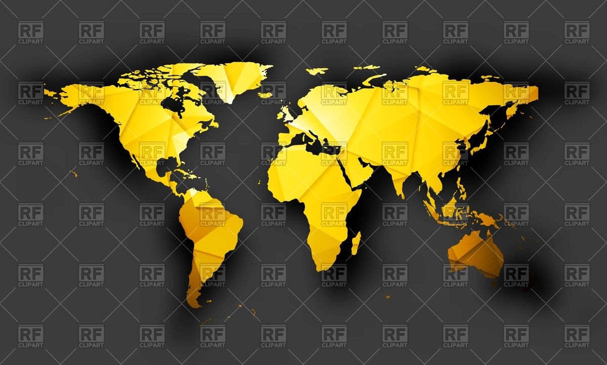1200x721 Bright Orange Polygonal World Map Vector Image Of Backgrounds